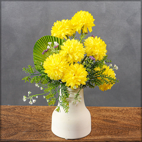 Yellow Color Flower Arrangements with Vase