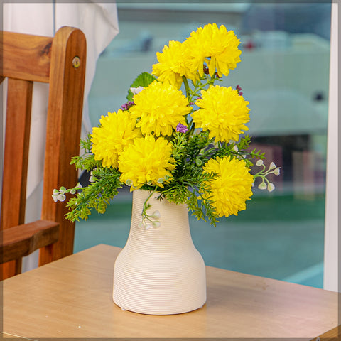 Yellow Color Flower Arrangements with Vase