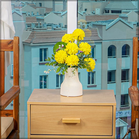 Yellow Color Flower Arrangements with Vase