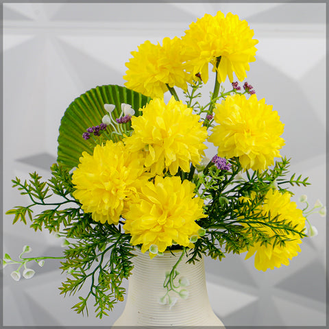 Yellow Color Flower Arrangements with Vase