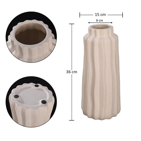 Decorative matt cream ceramic vase