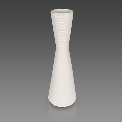 Decorative white ceramic ribbed vase