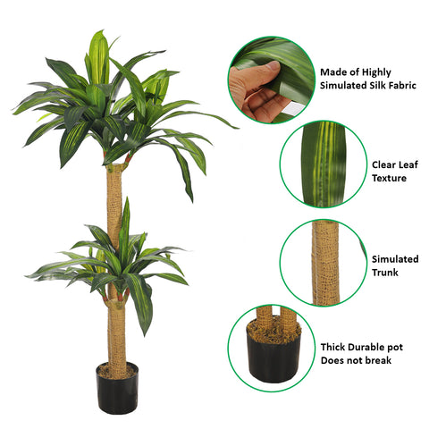 Decorative artificial dracaena tree for home