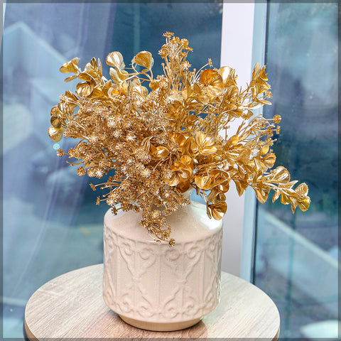 Golden Flower Arrangement with Vase