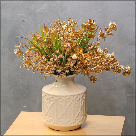 Golden Flower Arrangement with Vase