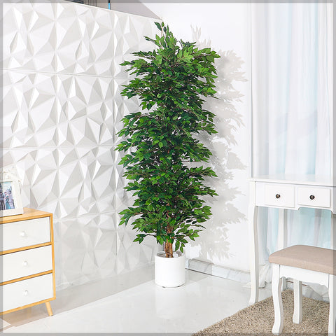 Faux Green Ficus Plant