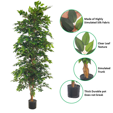 Faux Green Ficus Plant