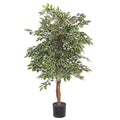 faux white green ficus plant