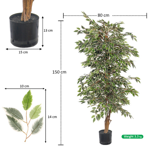 artificial white green ficus plant