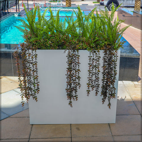 Large rectangular metal planters outdoor