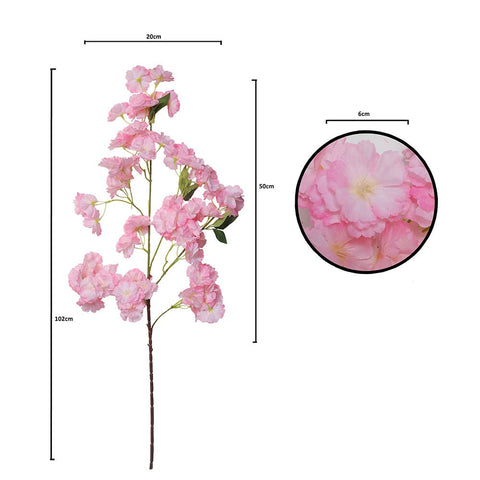 M-pink Artificial Cherry Blossom Stem