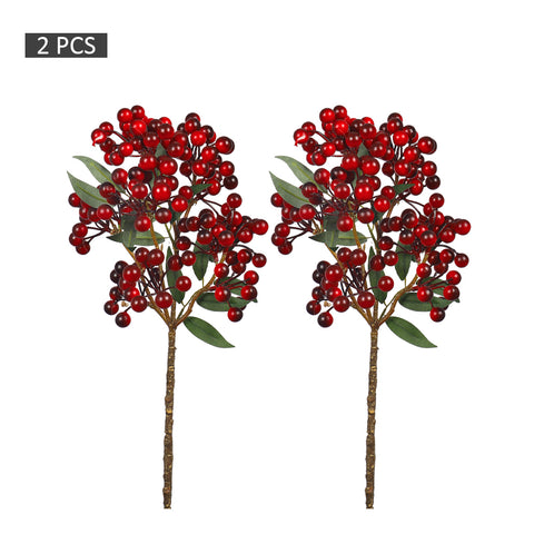 Red Artificial Berry Fruits Branch 2 pcs