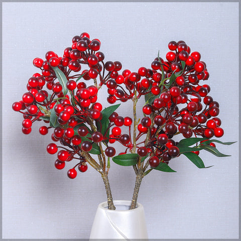 Red Artificial Berry Fruits Branch 2 pcs