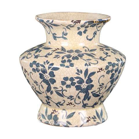 Decorative blue and cream decorative vase for any space