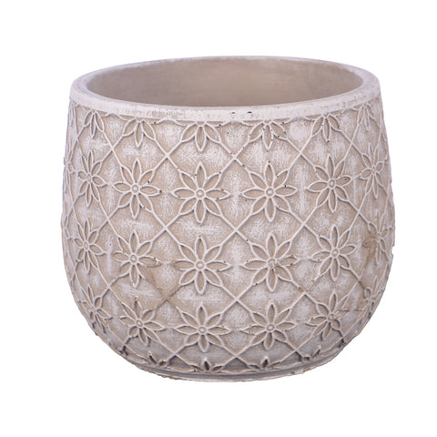 Stylish Floral Print Cement Vase for Home Decor