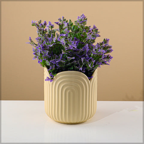 Decorative ceramic vase with floral ornament for interiors