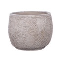 Cement Flower Vase with Floral Design