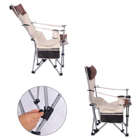 Foldable Camping Chair with Cup Holder , Pillow and Armrests