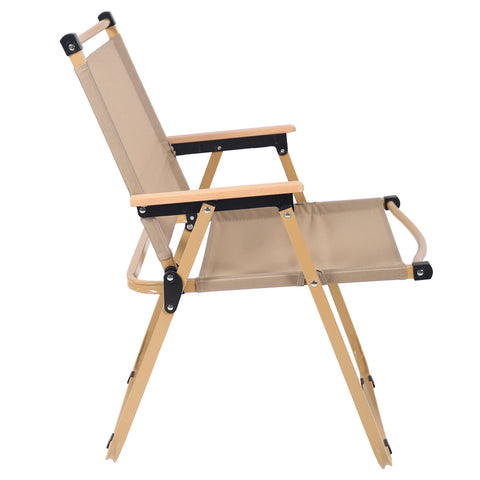 Foldable Camping Chair with Wooden Armrest