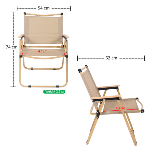 Foldable Camping Chair with Wooden Armrest