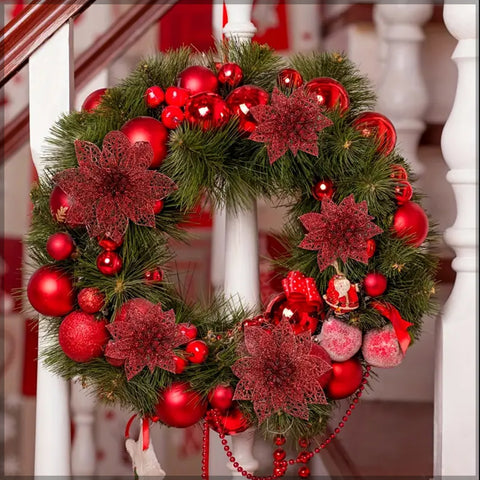 Artificial Glitter Poinsettia for Christmas Decoration