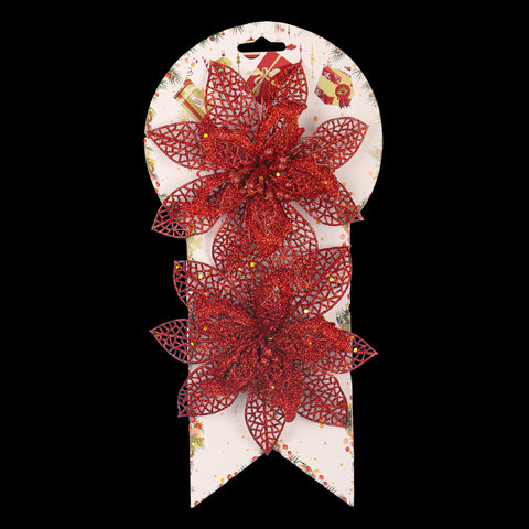 Artificial Glitter Poinsettia for Christmas Decoration