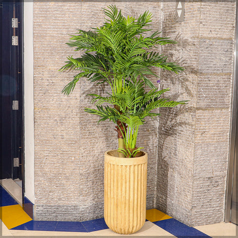 Decorative striped cement planter