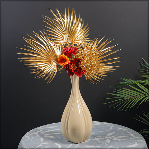 Golden Flower Arrangements with Modern Vase