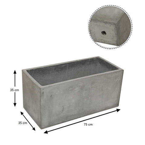 Long cement planter box for gardens