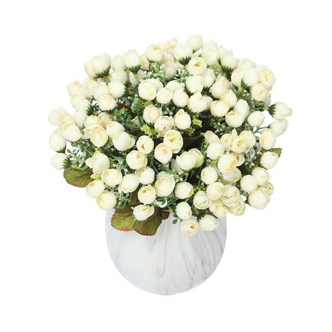 Artificial Silk Mini Peony Flowers White