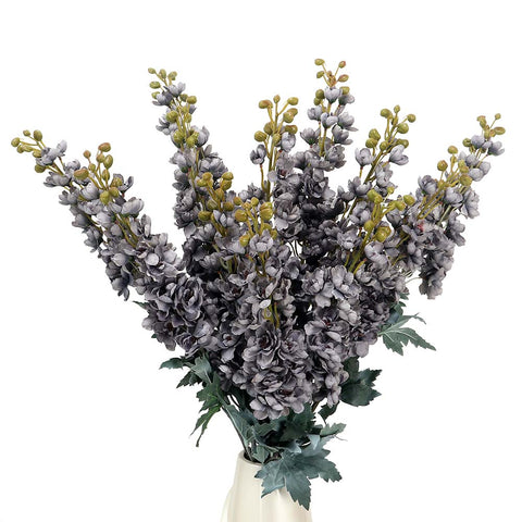 Artificial Silk Delphinium Flowers Gray