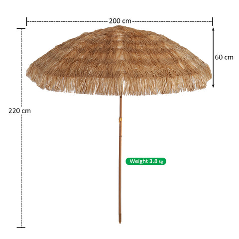 Hawaiian Style Straw Outdoor Umbrella without Base