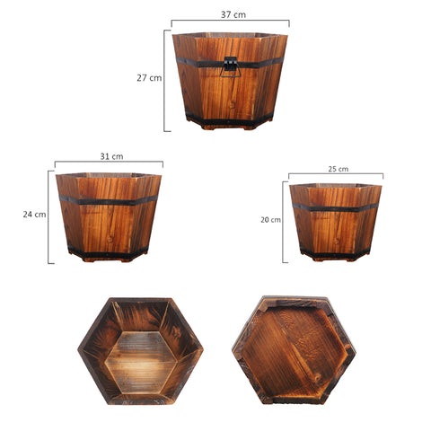 Wooden hexagon planters