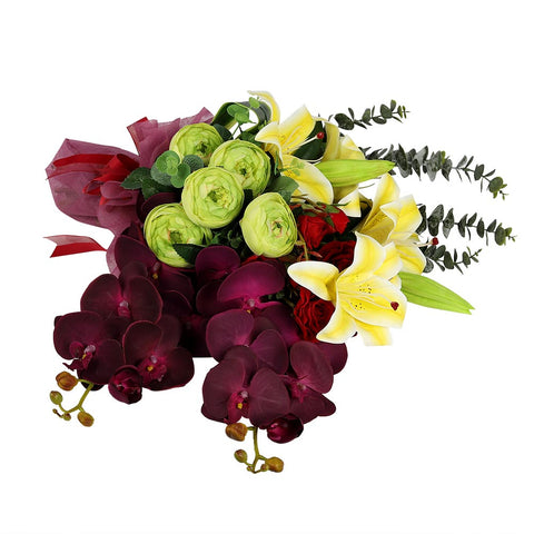 Artificial Orchid Peony Flowers Bouquet