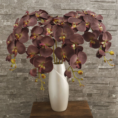 Artificial Silk Orchid Flowers Brown