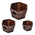 Set of 3 creative wooden pot planters