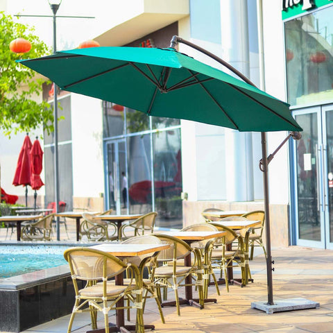 Green Cantilever Hanging Umbrella