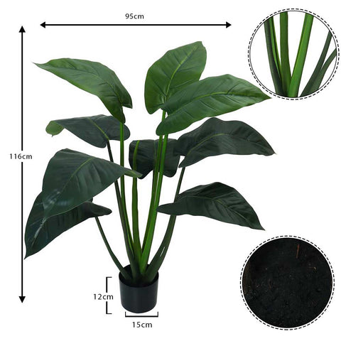 Artificial Foliage Taro Plant 116CM High