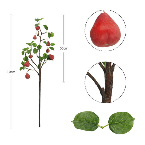 Artificial Pear Fruits Branch Red