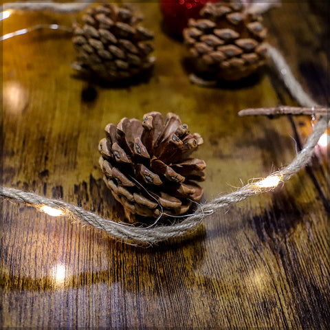 Christmas LED Lights String With Pinecones and Stars