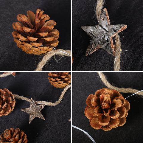 Christmas LED Lights String With Pinecones and Stars