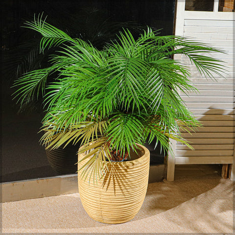 Durable yellow round concrete vase