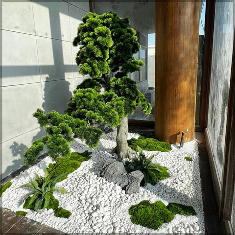 Landscape Home Decoration with Plants and Pebbles