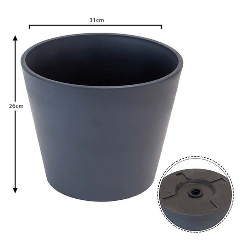 Garden Gray Resin Round Planter Pots For Outdoor