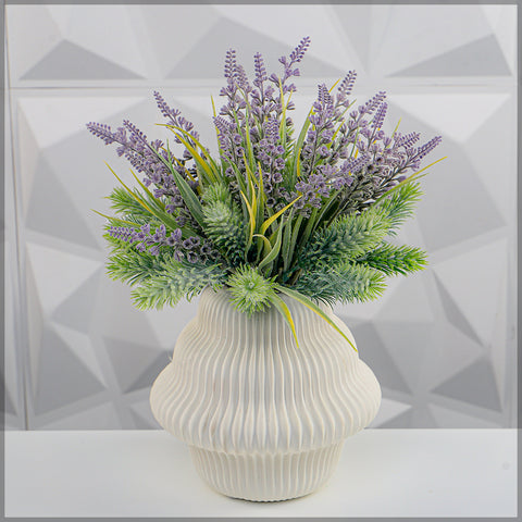 Green & Purple Flower Arrangements with Vase