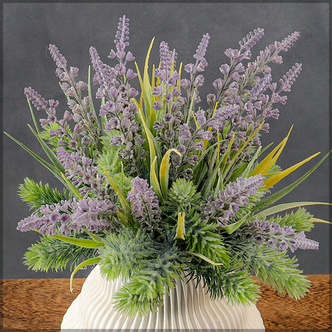 Green & Purple Flower Arrangements with Vase