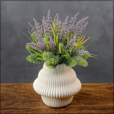 Green & Purple Flower Arrangements with Vase