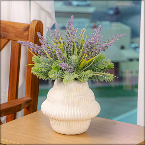 Green & Purple Flower Arrangements with Vase