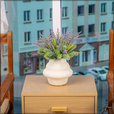 Green & Purple Flower Arrangements with Vase