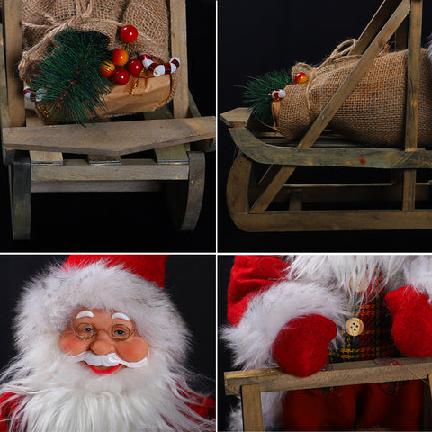 Santa in Wooden Sleigh